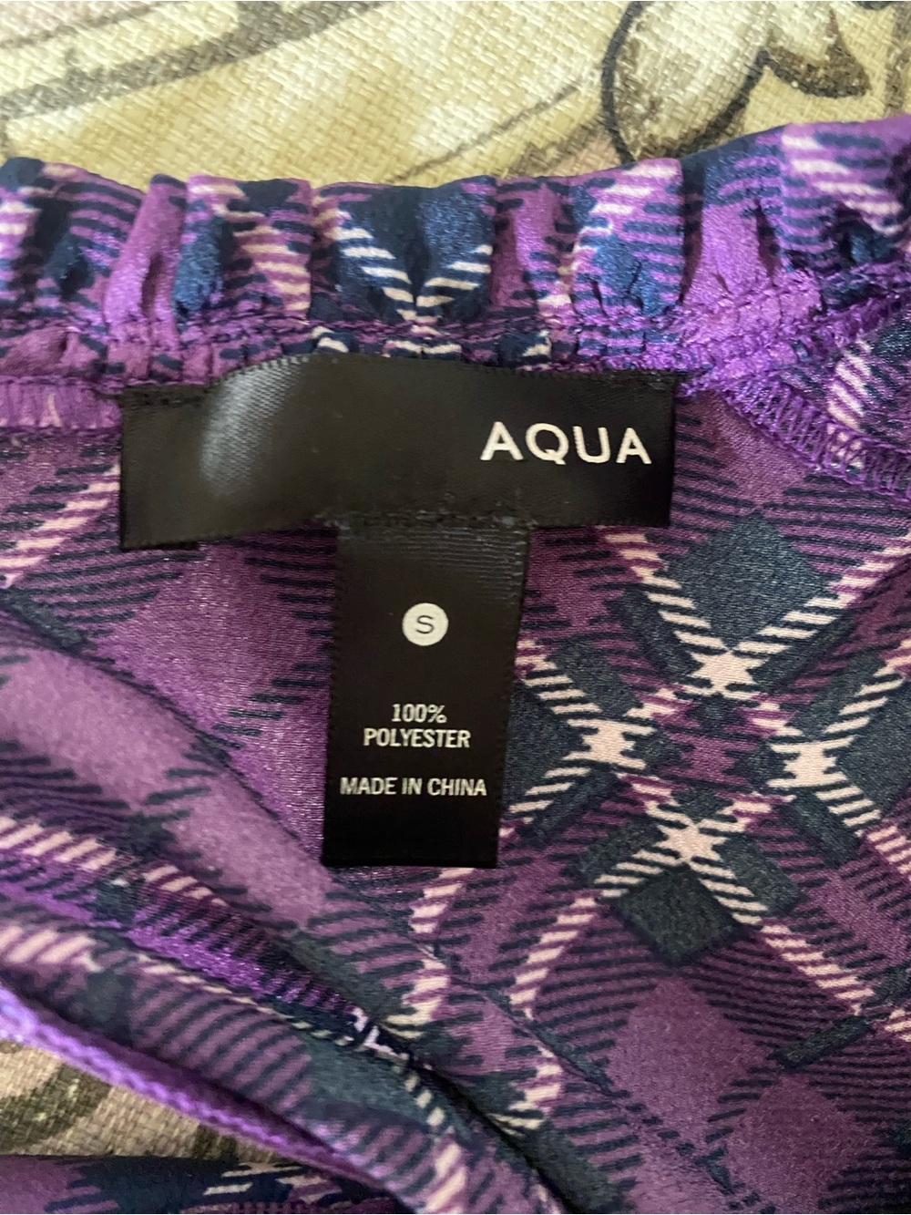 Aqua Purple Plaid Peplum top‎ Size S - Picture 2 of 6